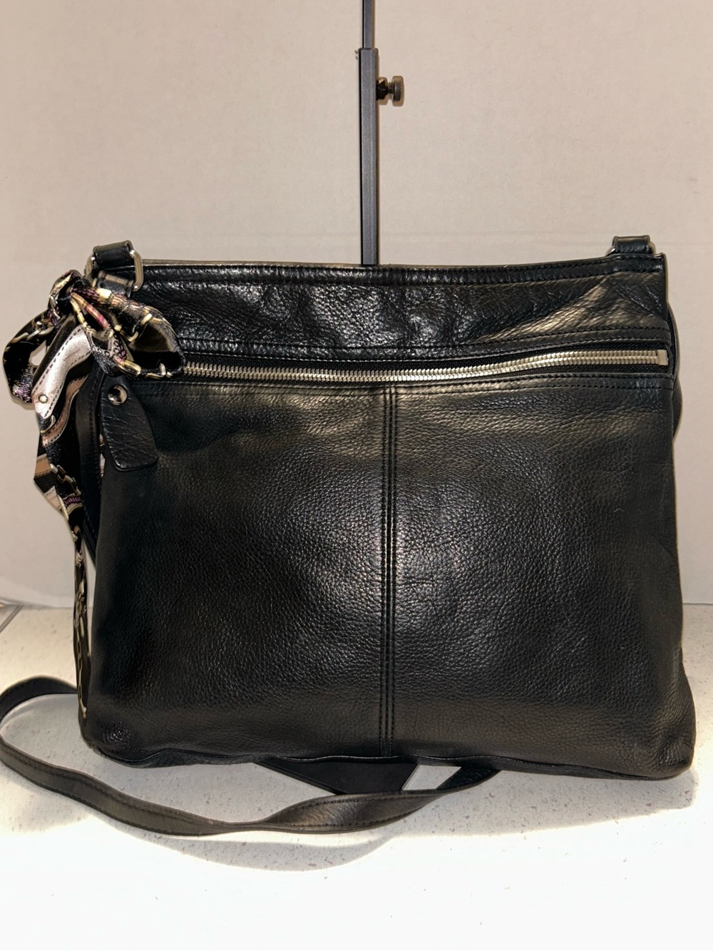 Classic Black Leather Margot Crossbody Shoulder Bag